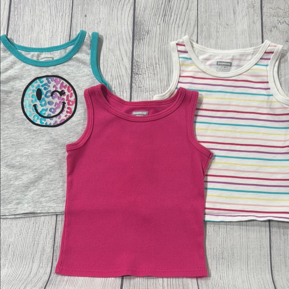 Garanimals Toddler Girls Sleeveless Tank Tops- bundle of 3